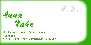 anna mahr business card